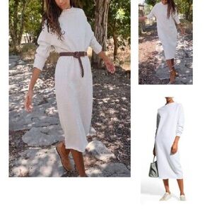 Frank & Eileen Cream Mock Neck Cuffed Sleeve Dress